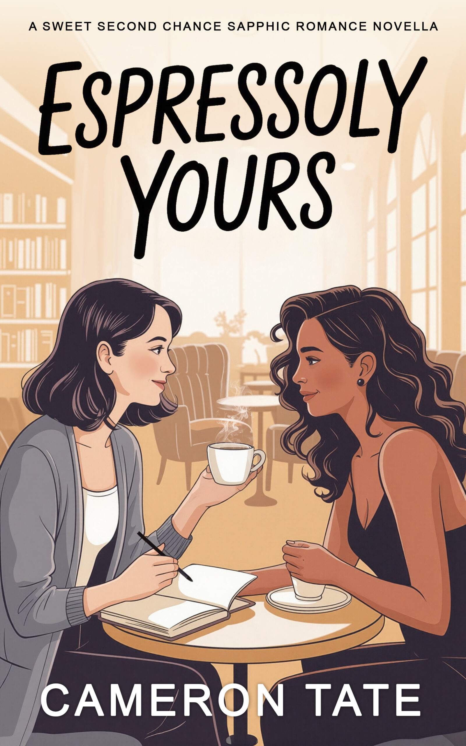 Espressoly Yours, a second chances sweet sapphic romance by Cameron Tate