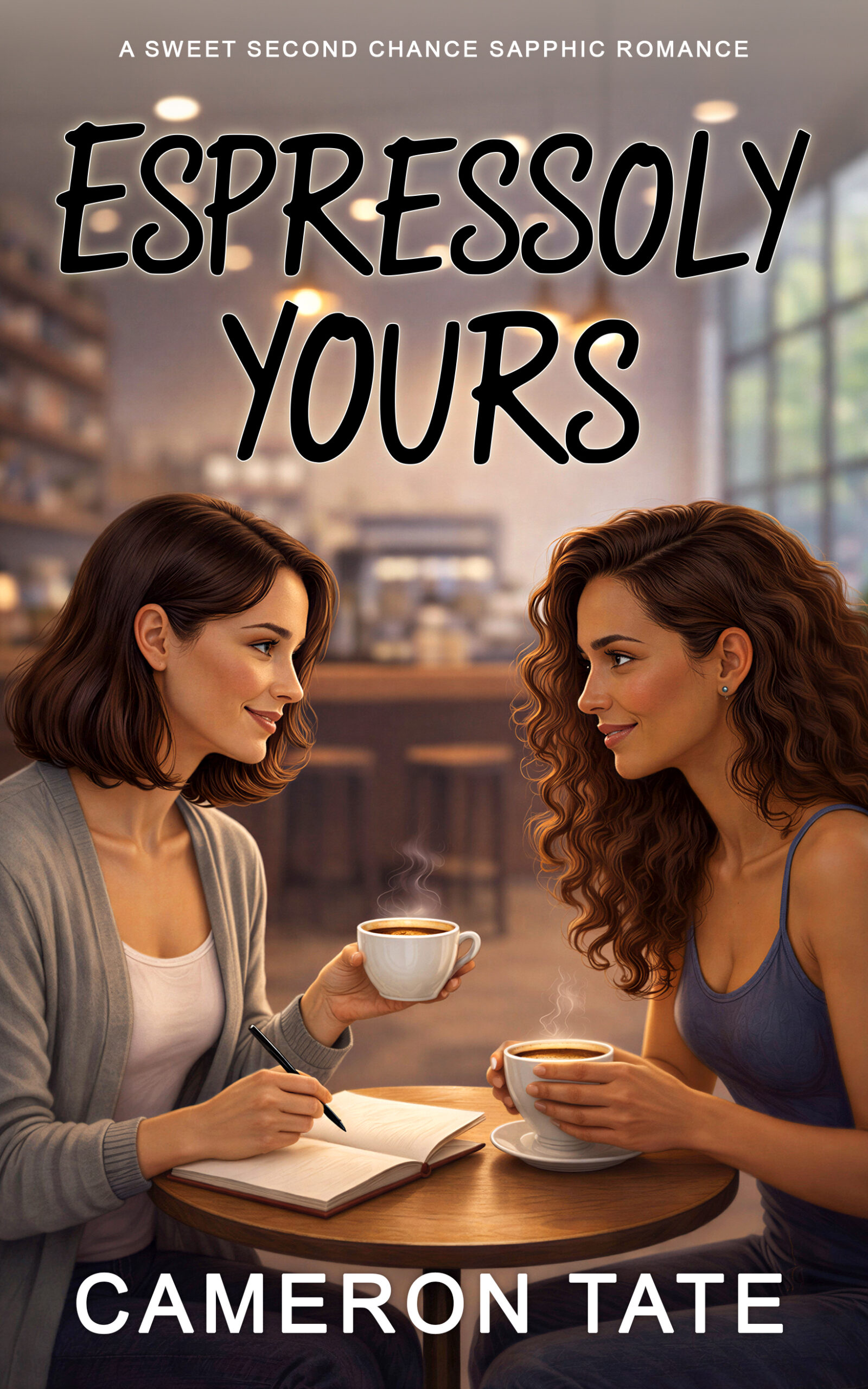 Espressoly Yours, a second chances sweet sapphic romance by Cameron Tate